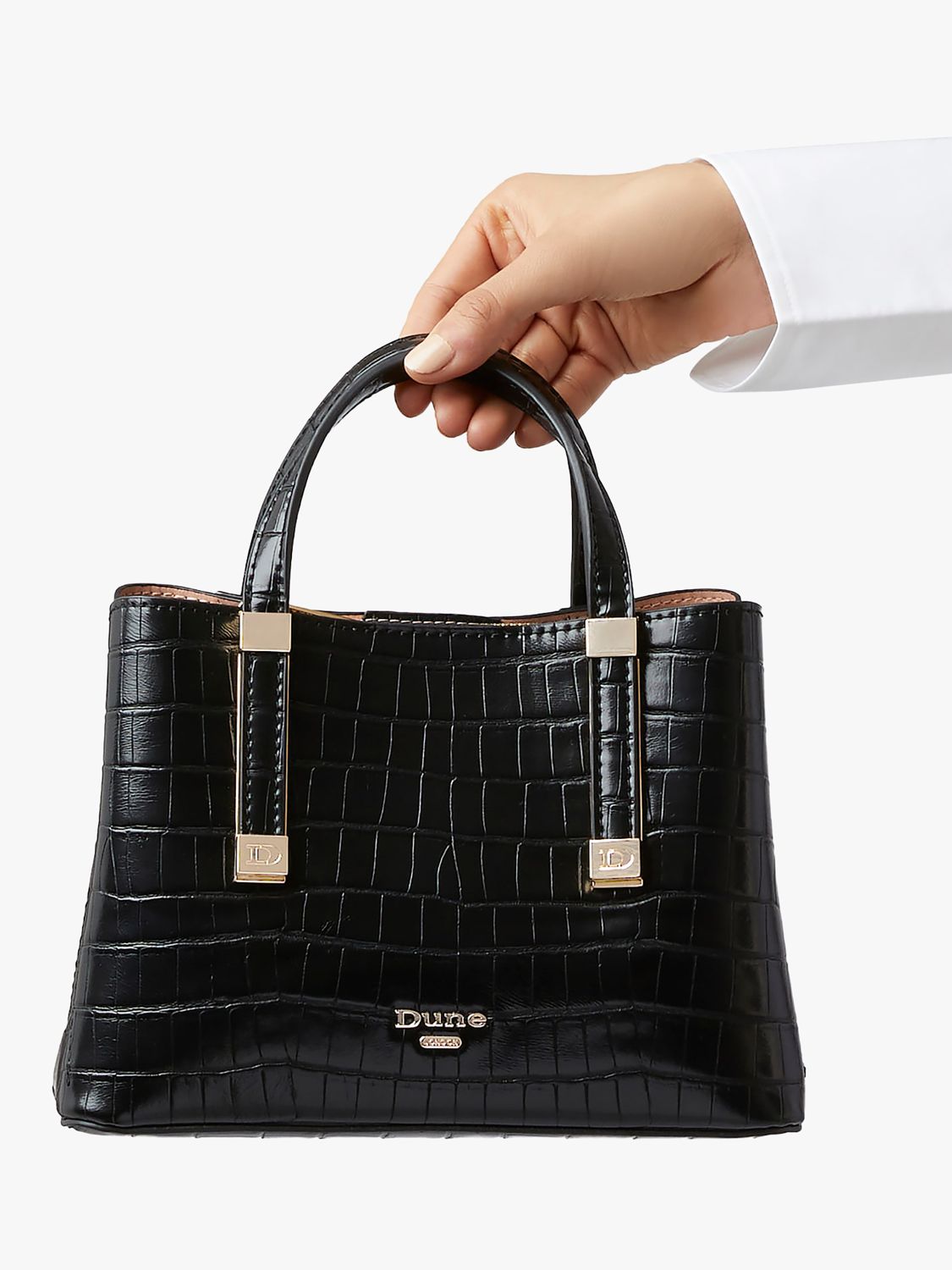 Dune Dinkydorrie Mini Tote Bag, Black Croc at John Lewis & Partners