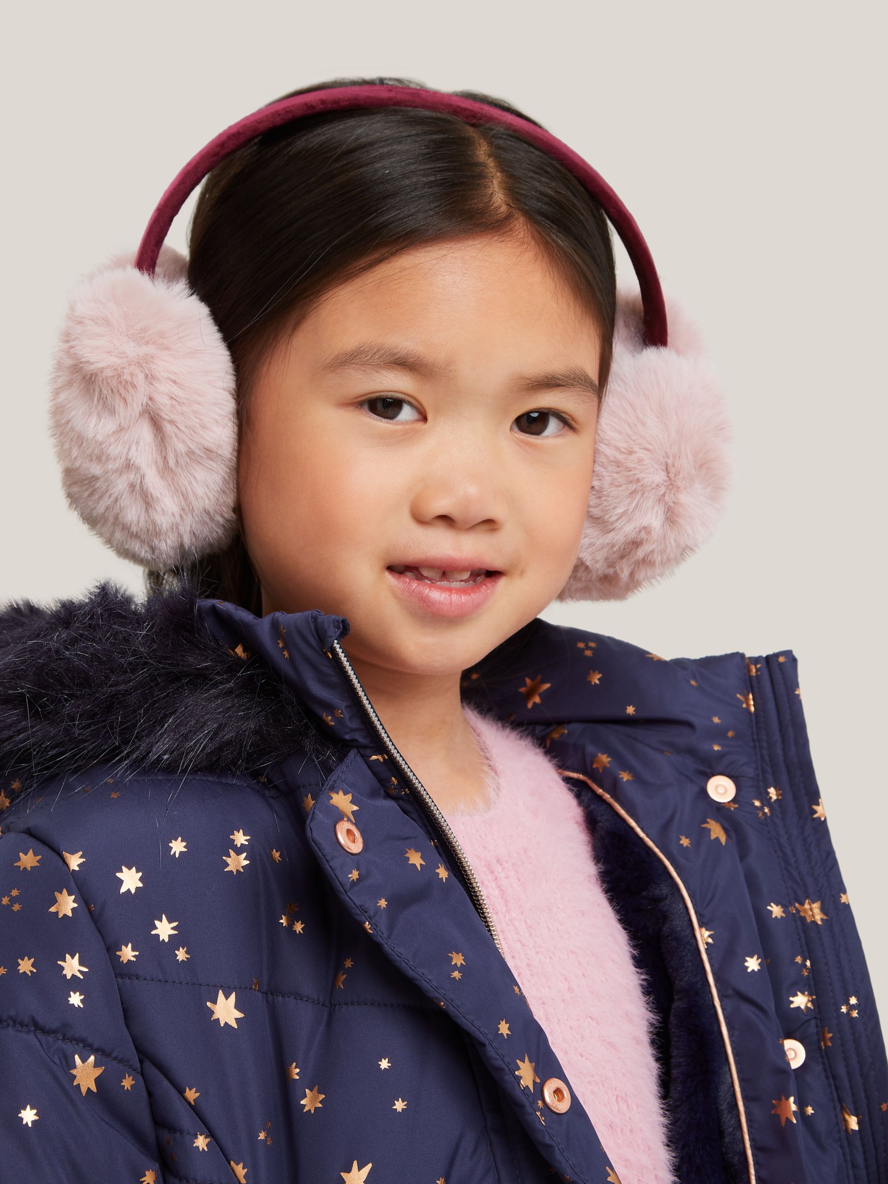 John Lewis Kids Faux Fur Heart Ear Muffs Pink