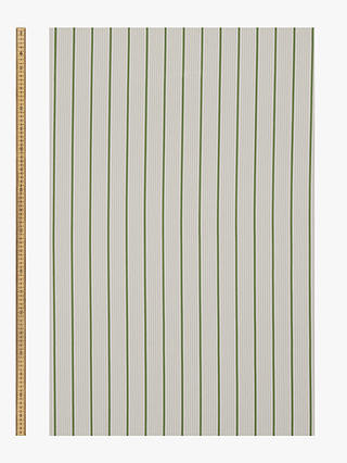 John Lewis Recycled Ticking Stripe Furnishing Fabric, Verde