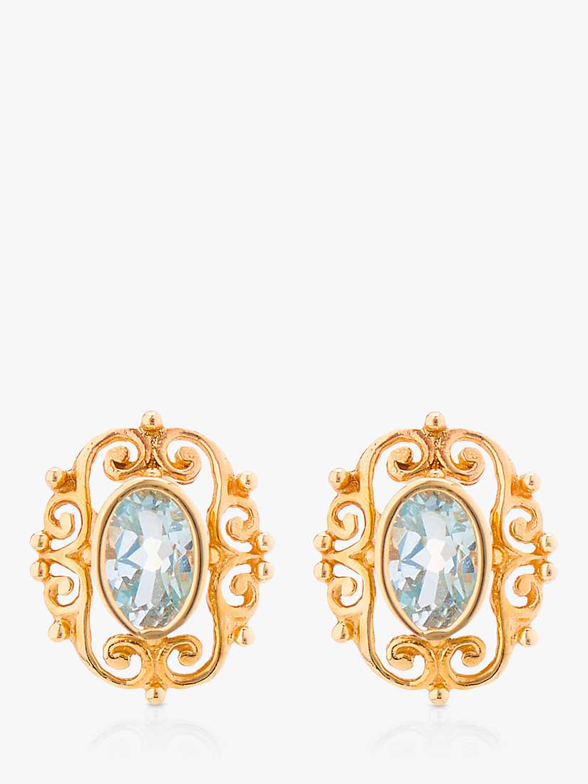 Buy L & T Heirlooms 9ct Yellow Gold Second Hand Vintage Style Topaz Stud Earrings Online at johnlewis.com