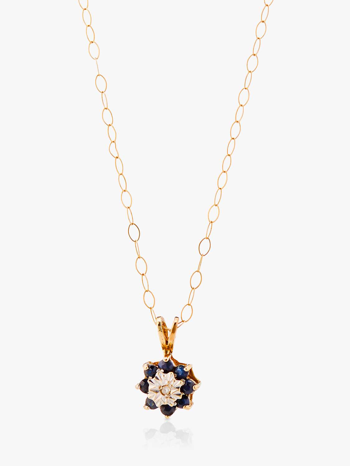 Buy L & T Heirlooms 9ct Yellow Gold Second Hand Sapphire Pendant Necklace Online at johnlewis.com