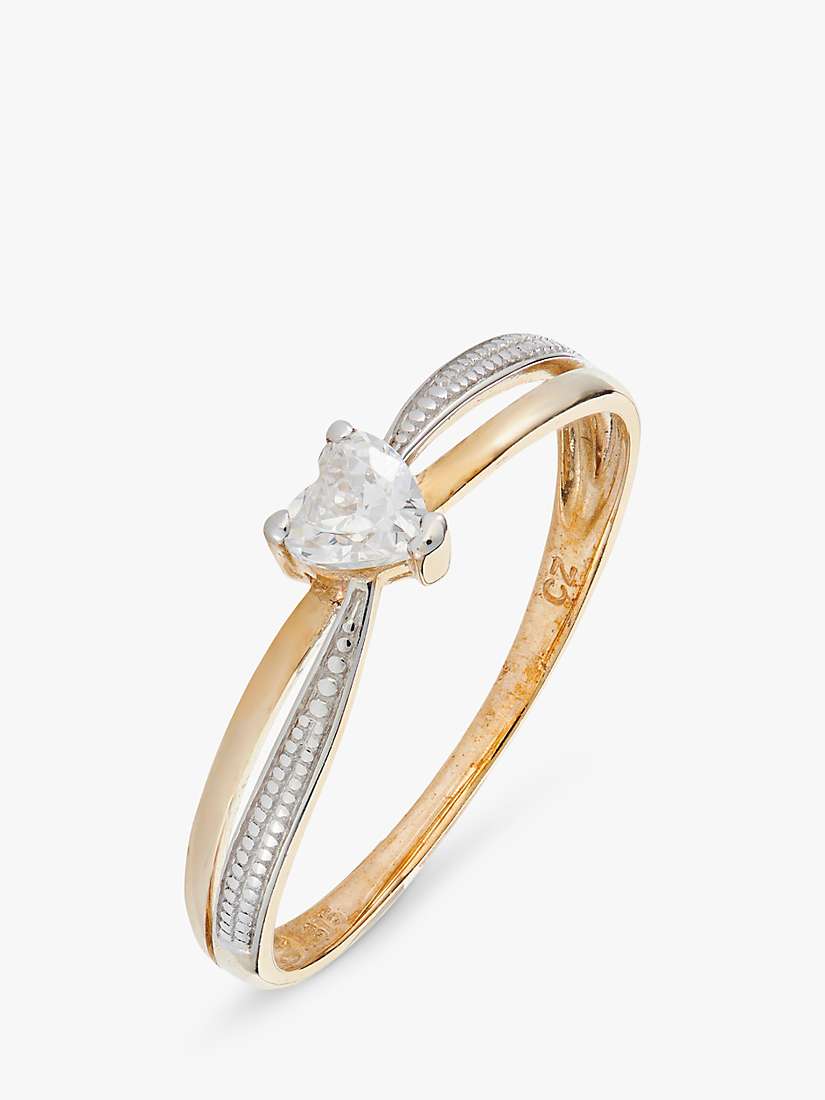 Buy L & T Heirlooms 9ct Yellow and White Gold Second Hand Cubic Zirconia Heart Ring Online at johnlewis.com