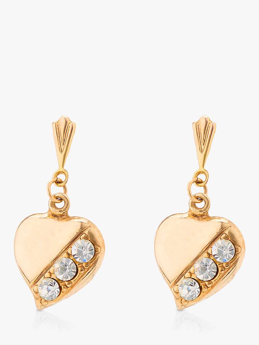 Buy L & T Heirlooms 9ct Yellow Gold Second Hand Cubic Zirconia Heart Drop Earrings Online at johnlewis.com
