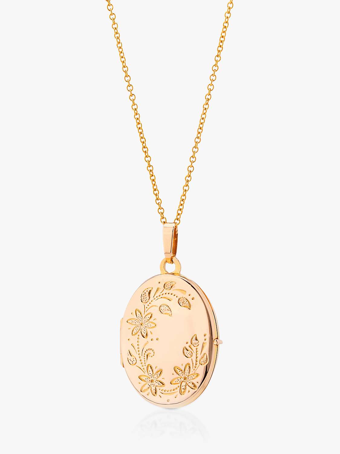 Buy L & T Heirlooms 9ct Yellow Gold Second Hand Floral Locket Pendant Necklace Online at johnlewis.com