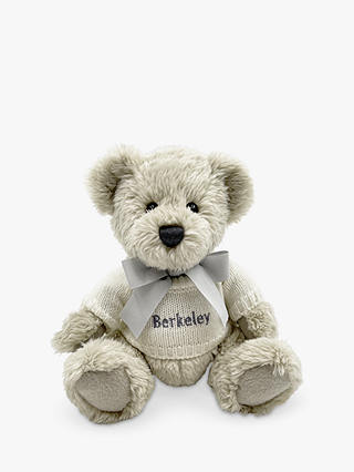 Babyblooms Personalised Berkeley Bear Soft Toy with Bear House Box, White