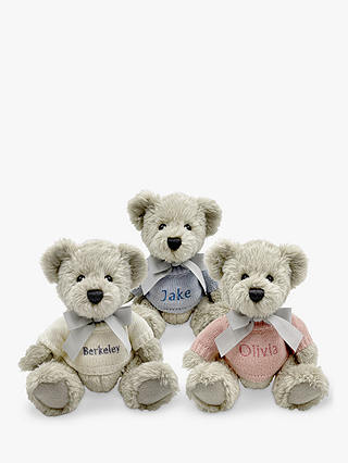 Babyblooms Personalised Berkeley Bear Soft Toy with Bear House Box, White