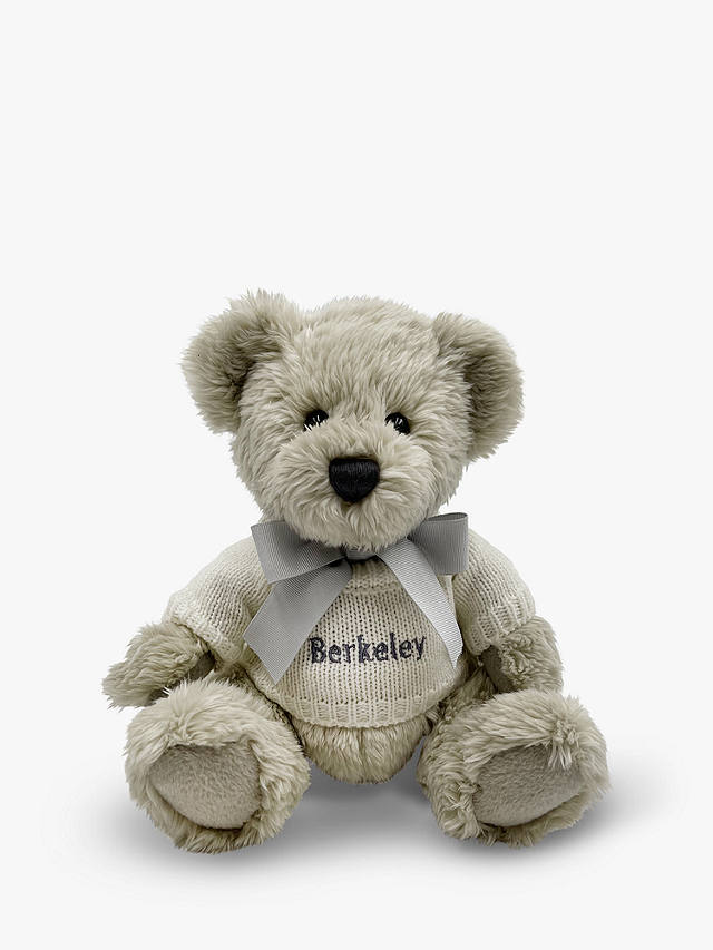 Babyblooms Hand Tied Baby Clothes Bouquet and Personalised Berkeley Bear Soft Toy, White