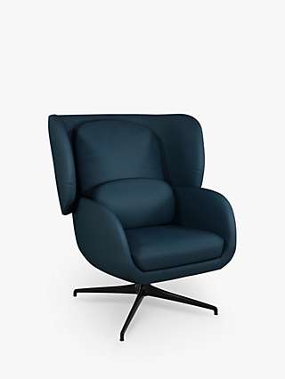 John Lewis & Partners Cocoon Swivel Armchair, Light Leg, Petrol Blue Felt