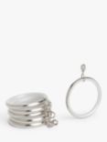 John Lewis Curtain Rings for Pencil Pleat Curtains, Dia.28mm, Set of 6, Stainless Steel