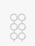 John Lewis Curtain Rings for Pencil Pleat Curtains, Dia.28mm, Set of 6, Brushed Steel