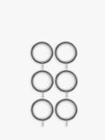 John Lewis Curtain Rings for Pencil Pleat Curtains, Dia.28mm, Set of 6, Waxed Black