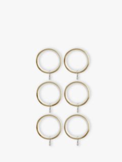 John Lewis Curtain Rings for Pencil Pleat Curtains, Dia.28mm, Set of 6, Antique Brass