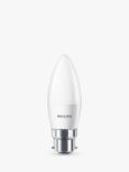 Philips 2.8W B22 LED Non Dimmable Candle Bulbs, White, Set of 2