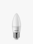 Philips 6.5W E27 LED Non Dimmable Candle Bulbs, Warm White, Set of 2