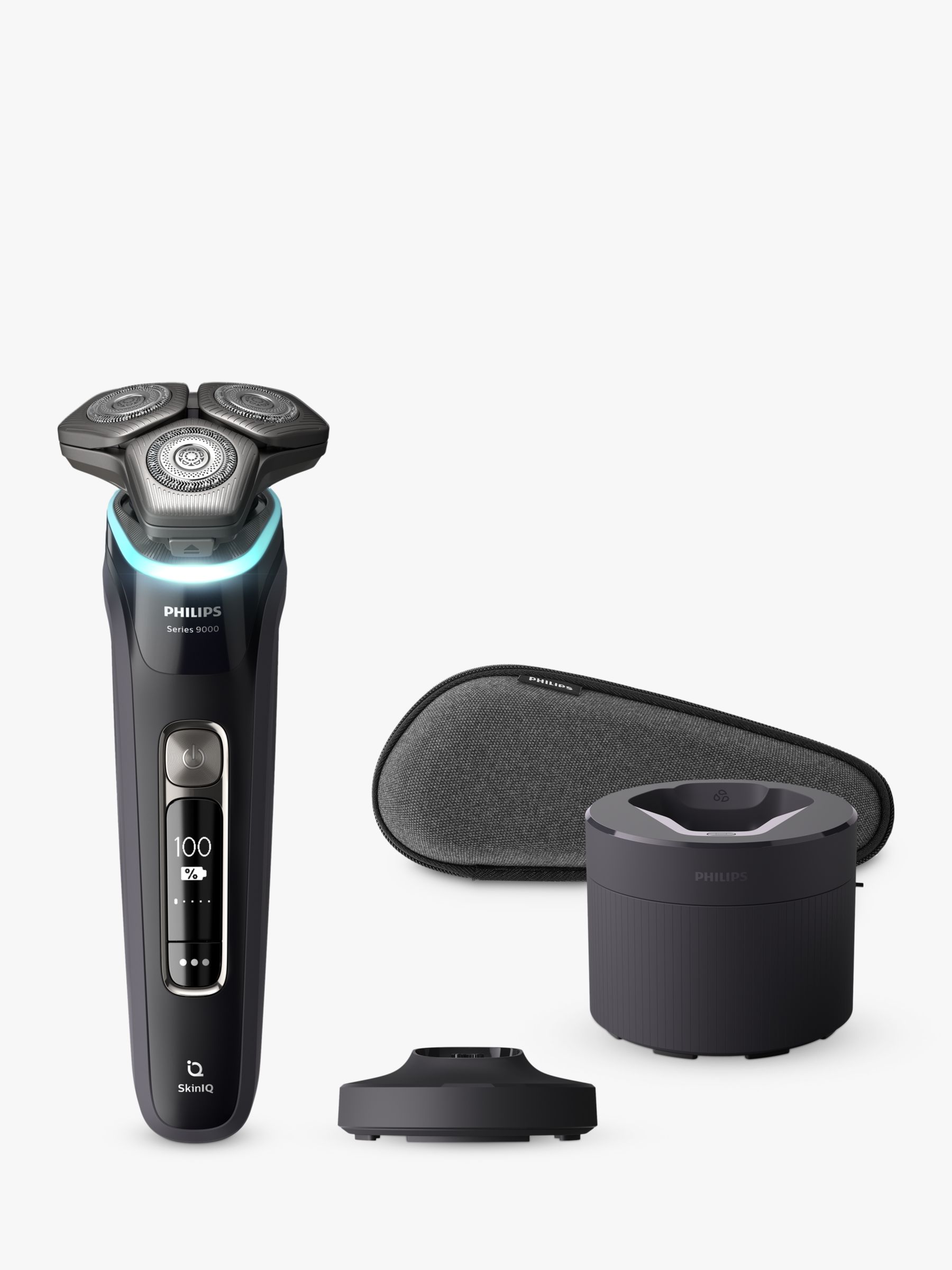 Philips S9986/55 Series 9000 Wet & Dry Men's Electric Shaver with Charging Station, Quick Cleaning Pod & Travel Case, Ink Black