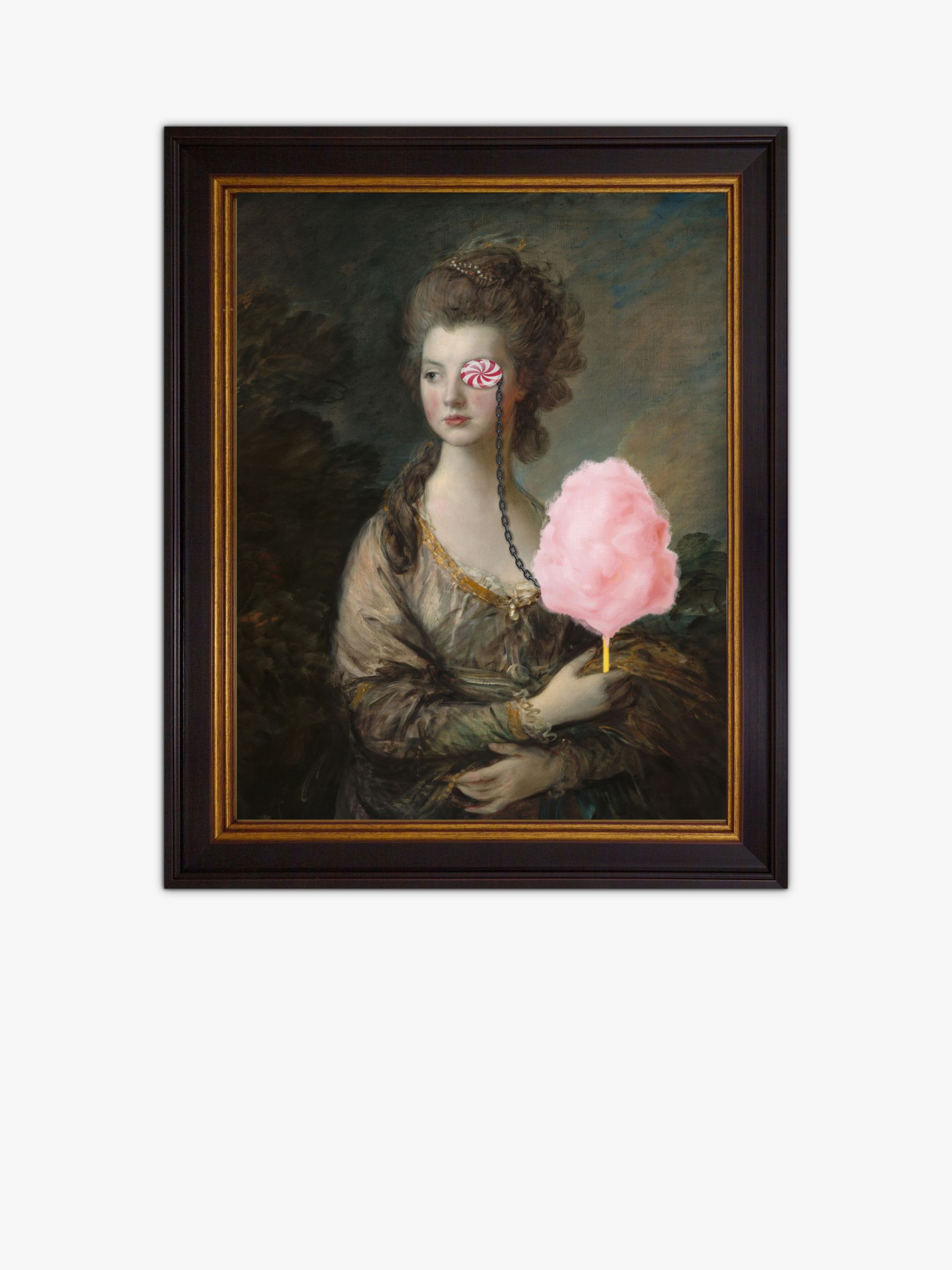 Candy Floss Lady Framed Canvas Print, 61 x 51cm, Pink/Multi