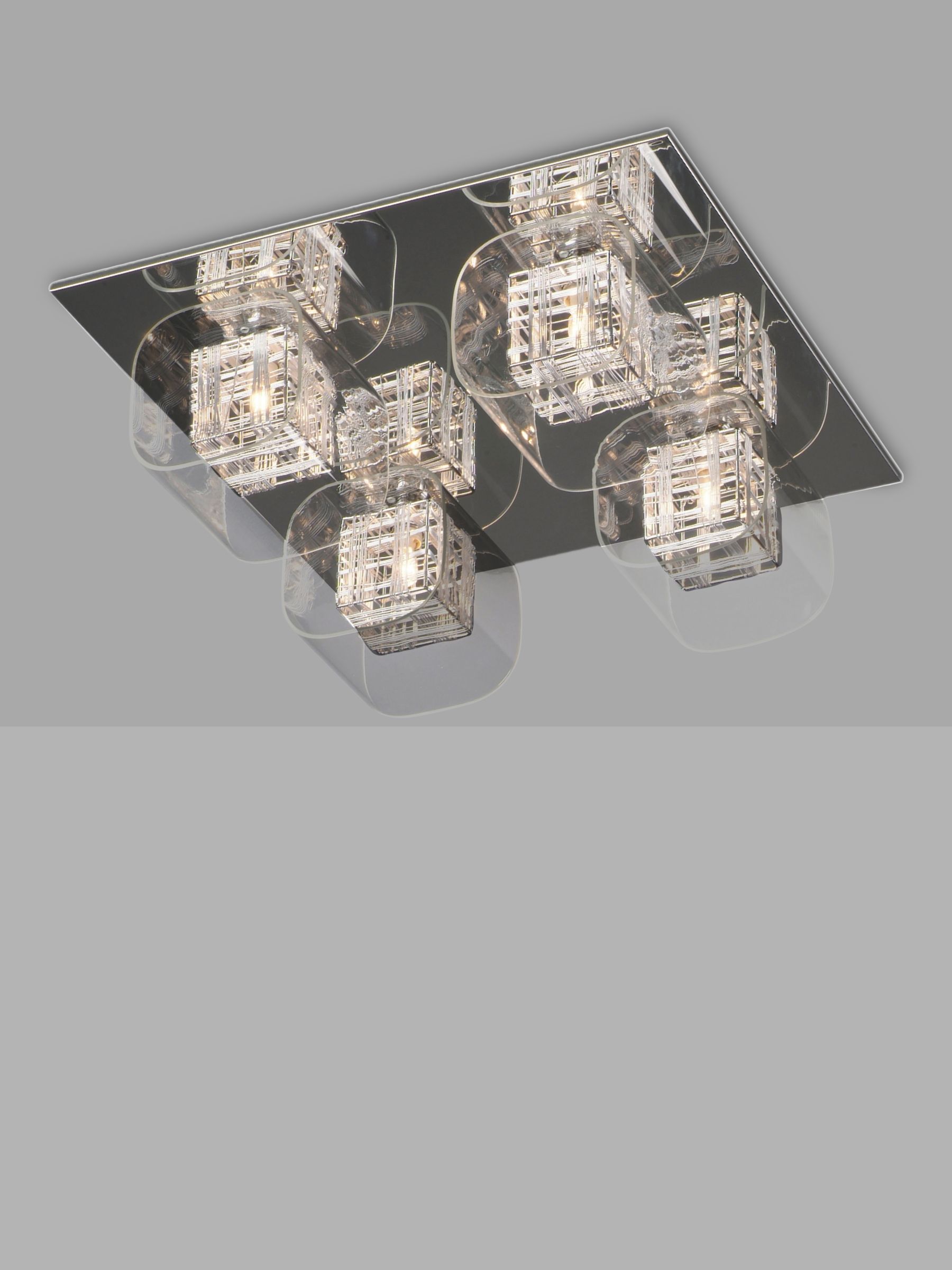 Photo of Impex avignon glass cube flush ceiling light chrome