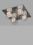 Impex Avignon Glass Cube Flush Ceiling Light, Chrome