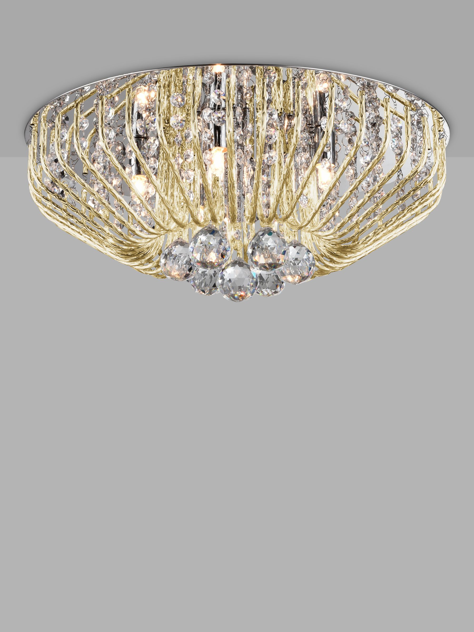 Photo of Impex carlo crystal flush ceiling light small gold