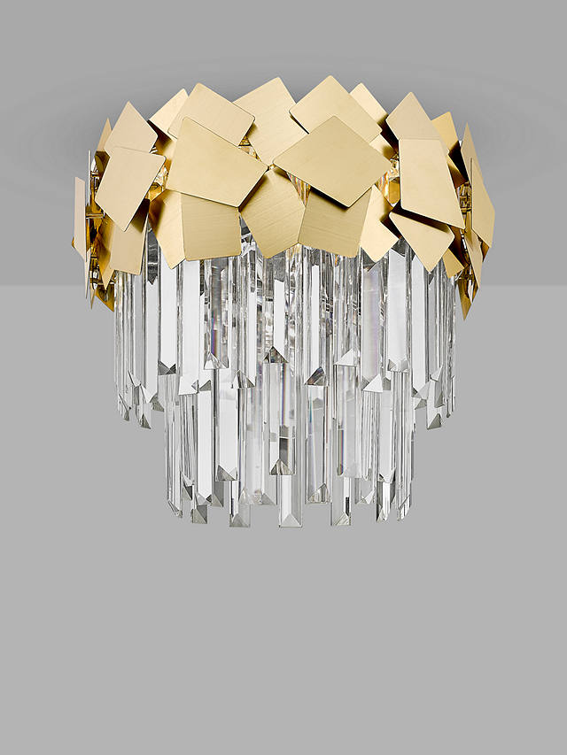 Impex Celine Crystal Glass Semi Flush Ceiling Light, Medium, Gold