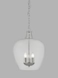 Impex Nell Large Glass Pendant Ceiling Light, Chrome
