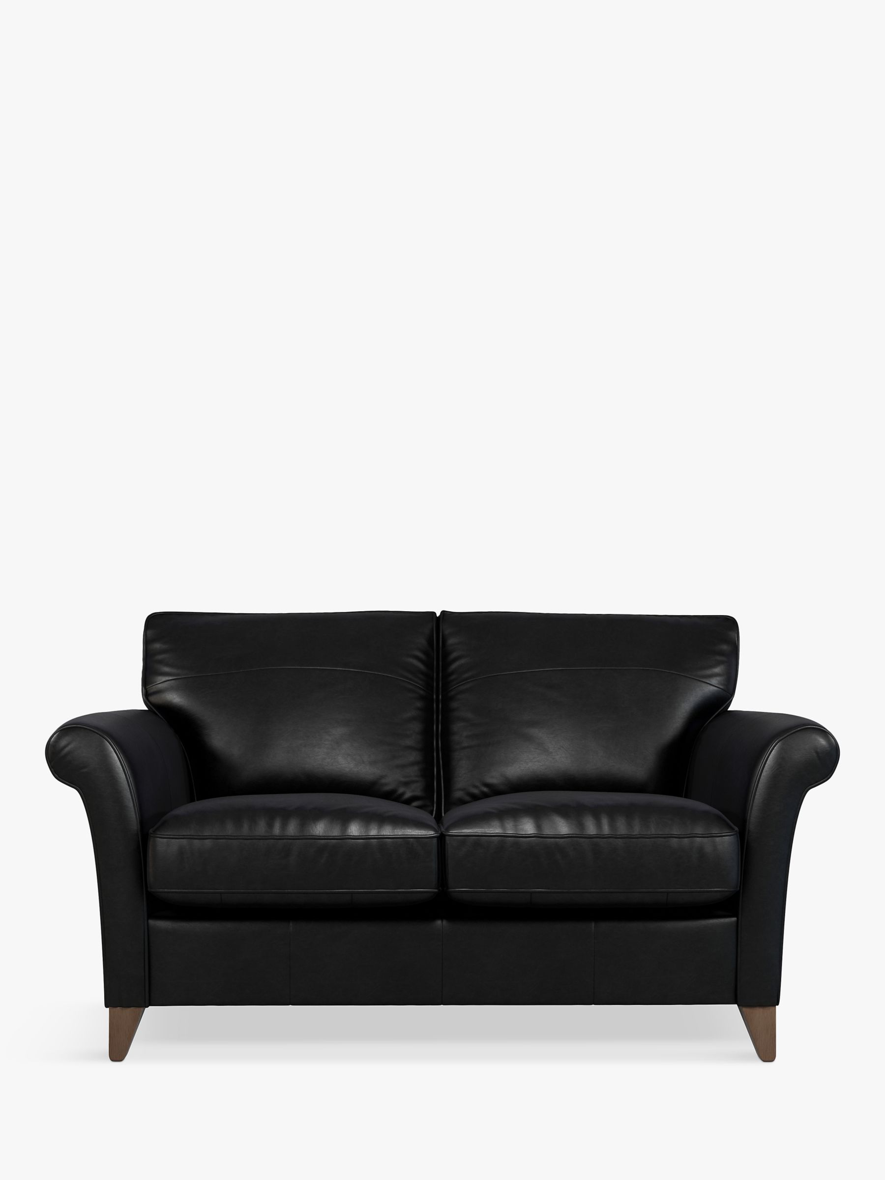 Charlotte Range, John Lewis Charlotte Small 2 Seater Leather Sofa, Dark Leg, Piccadilly Black