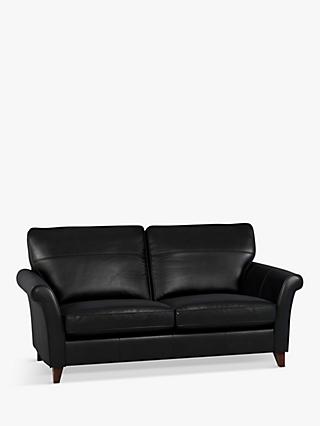 John Lewis & Partners Charlotte High Back Large 3 Seater Leather Sofa, Dark Leg