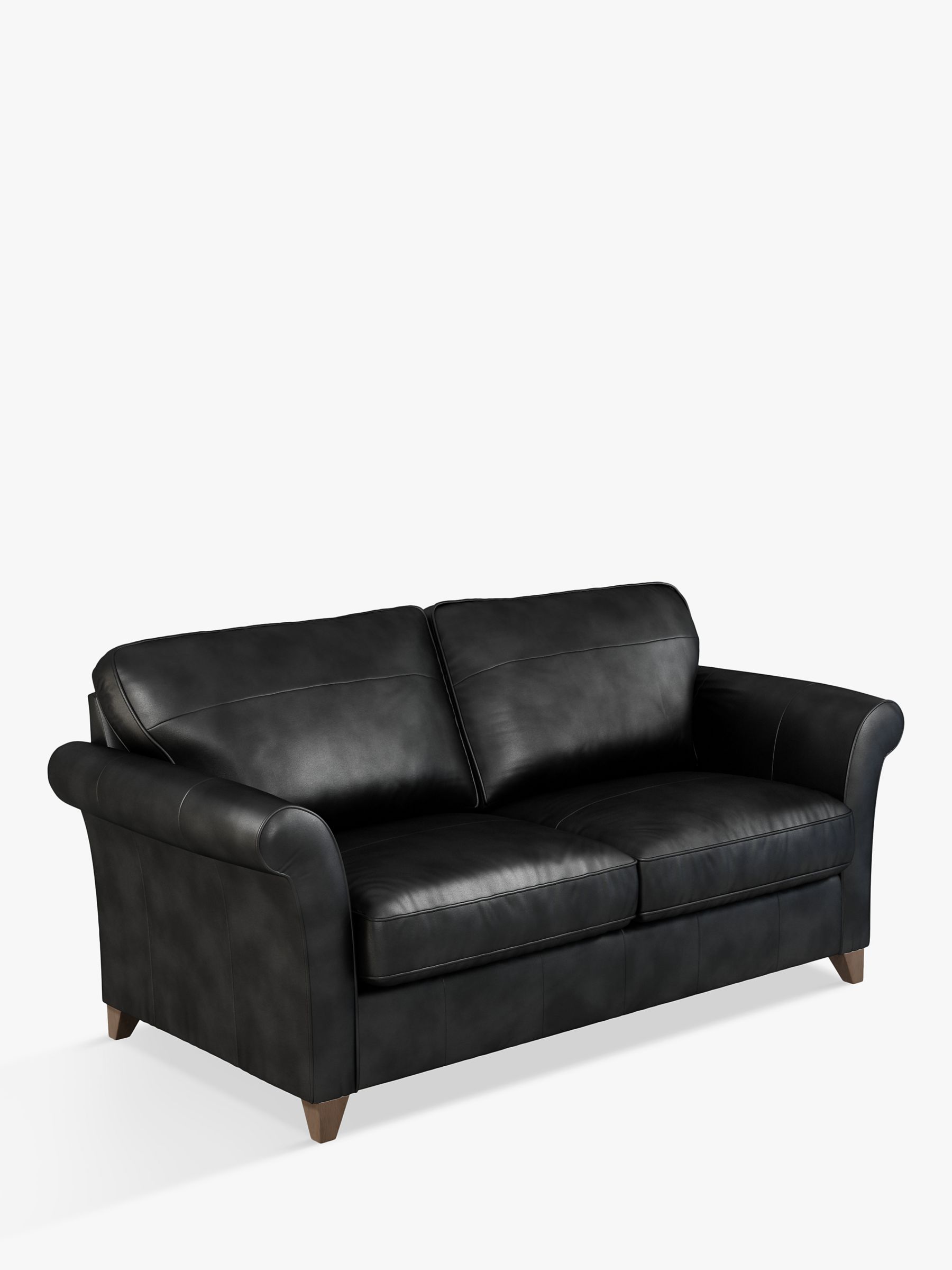 Charlotte Range, John Lewis Charlotte Grand 4 Seater Leather Sofa, Dark Leg, Contempo Black
