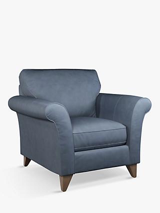Charlotte Range, John Lewis Charlotte Leather Armchair, Dark Leg, Soft Touch Blue