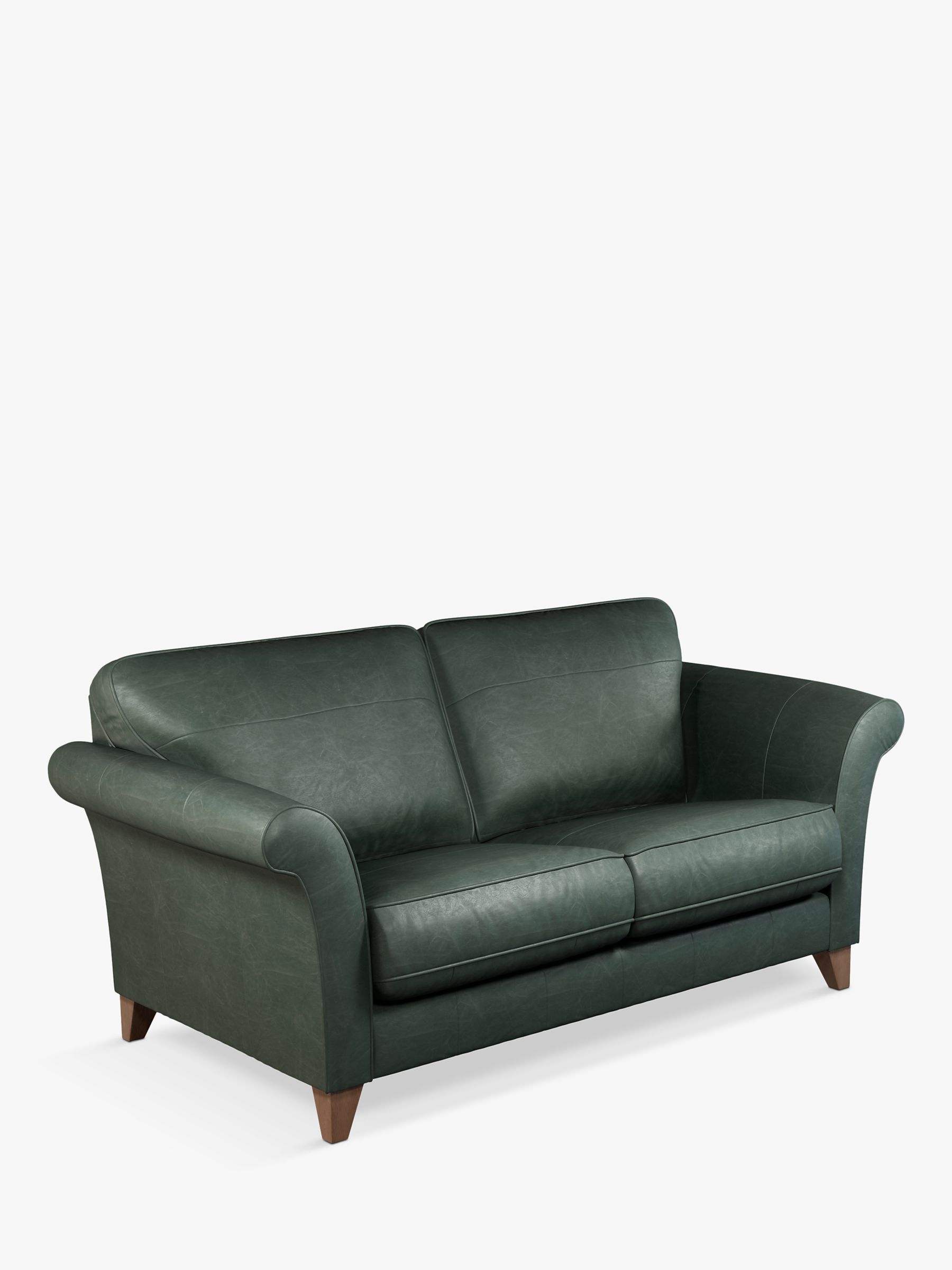 Charlotte Range, John Lewis Charlotte Large 3 Seater Leather Sofa, Dark Leg, Sellvagio Green