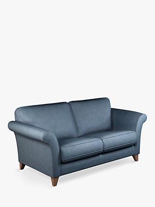 Charlotte Range, John Lewis Charlotte Large 3 Seater Leather Sofa, Dark Leg, Soft Touch Blue