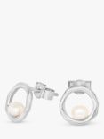 Dower & Hall Open Circle Pearl Stud Earrings, Silver