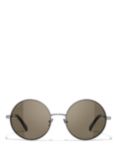 CHANEL Round Sunglasses CH4268 Shiny Gunmetal/Brown