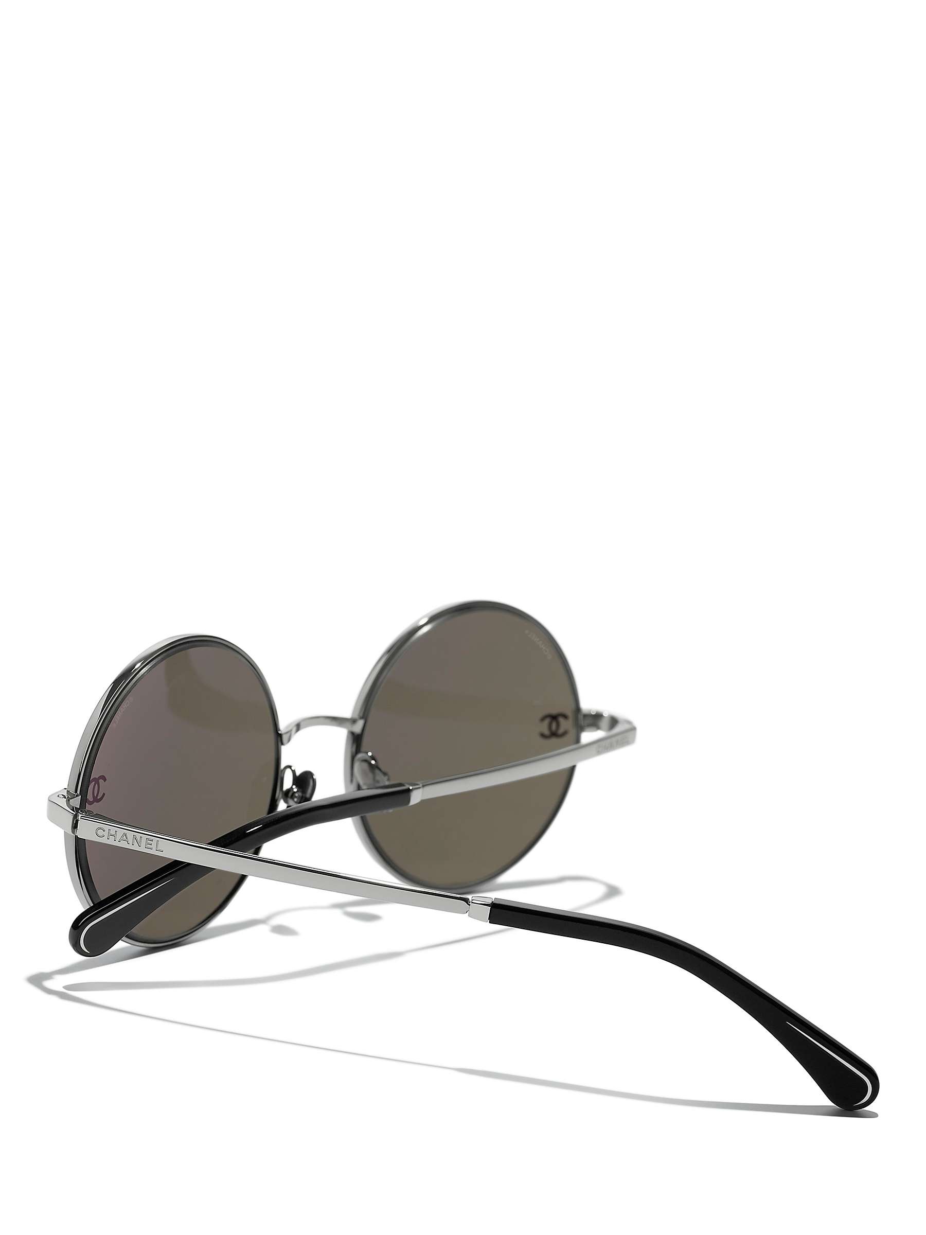 Buy CHANEL Round Sunglasses CH4268 Shiny Gunmetal/Brown Online at johnlewis.com
