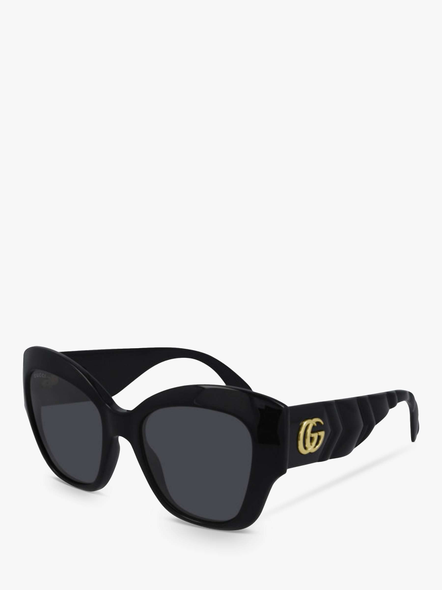 Buy Gucci GG0808S Women's Cat's Eye Sunglasses, Black Shine/Grey Online at johnlewis.com