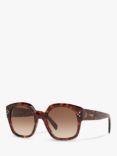 Celine CL40168I Women's Rectangular Sunglasses, Red Tortoise/Brown Gradient
