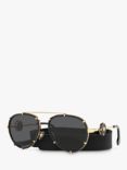 Versace VE2232 Women's Aviator Sunglasses, Black/Gold