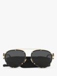 Versace VE2232 Women's Aviator Sunglasses, Black/Gold