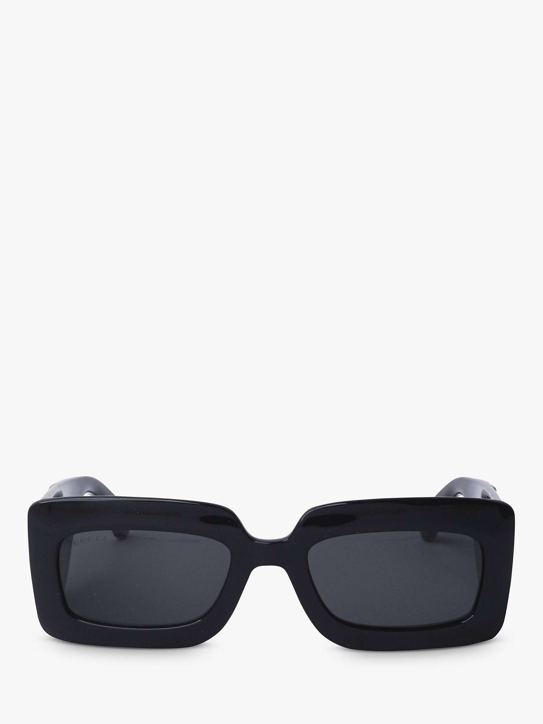 Buy Gucci GG0811S Women's Rectangular Sunglasses, Black/Grey Online at johnlewis.com