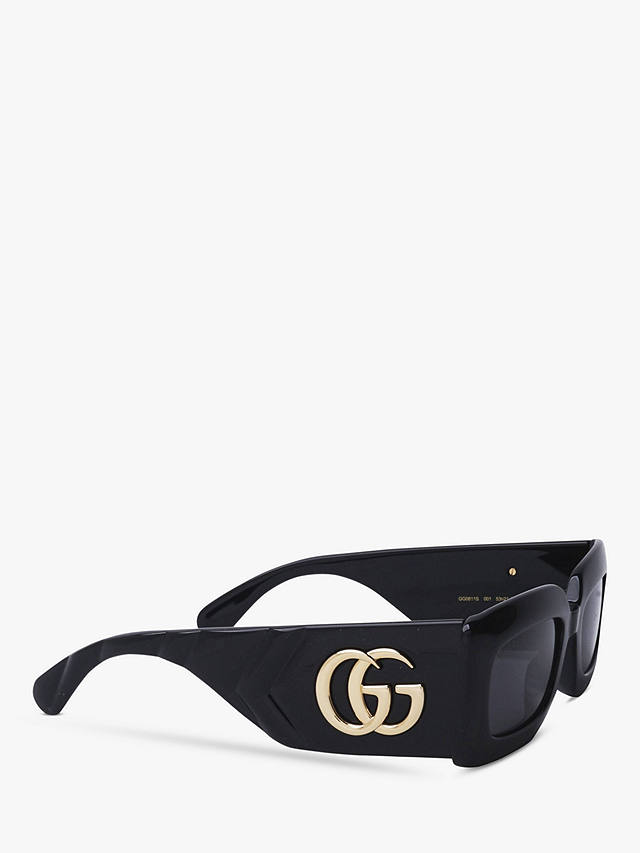Gucci GG0811S Women's Rectangular Sunglasses, Black/Grey