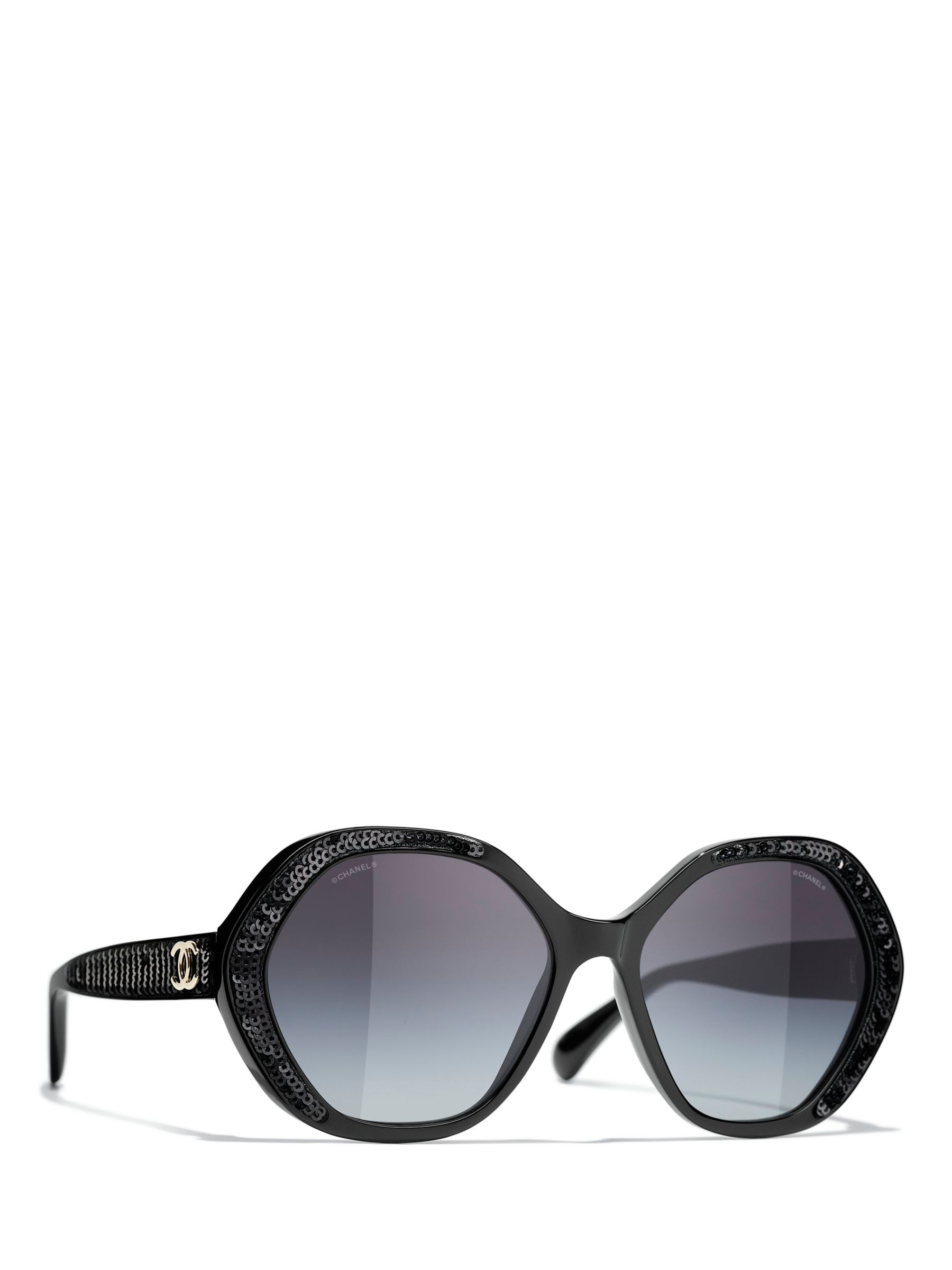 CHANEL Irregular Sunglasses CH5451 Shiny Black/Grey Gradient at John Lewis  & Partners
