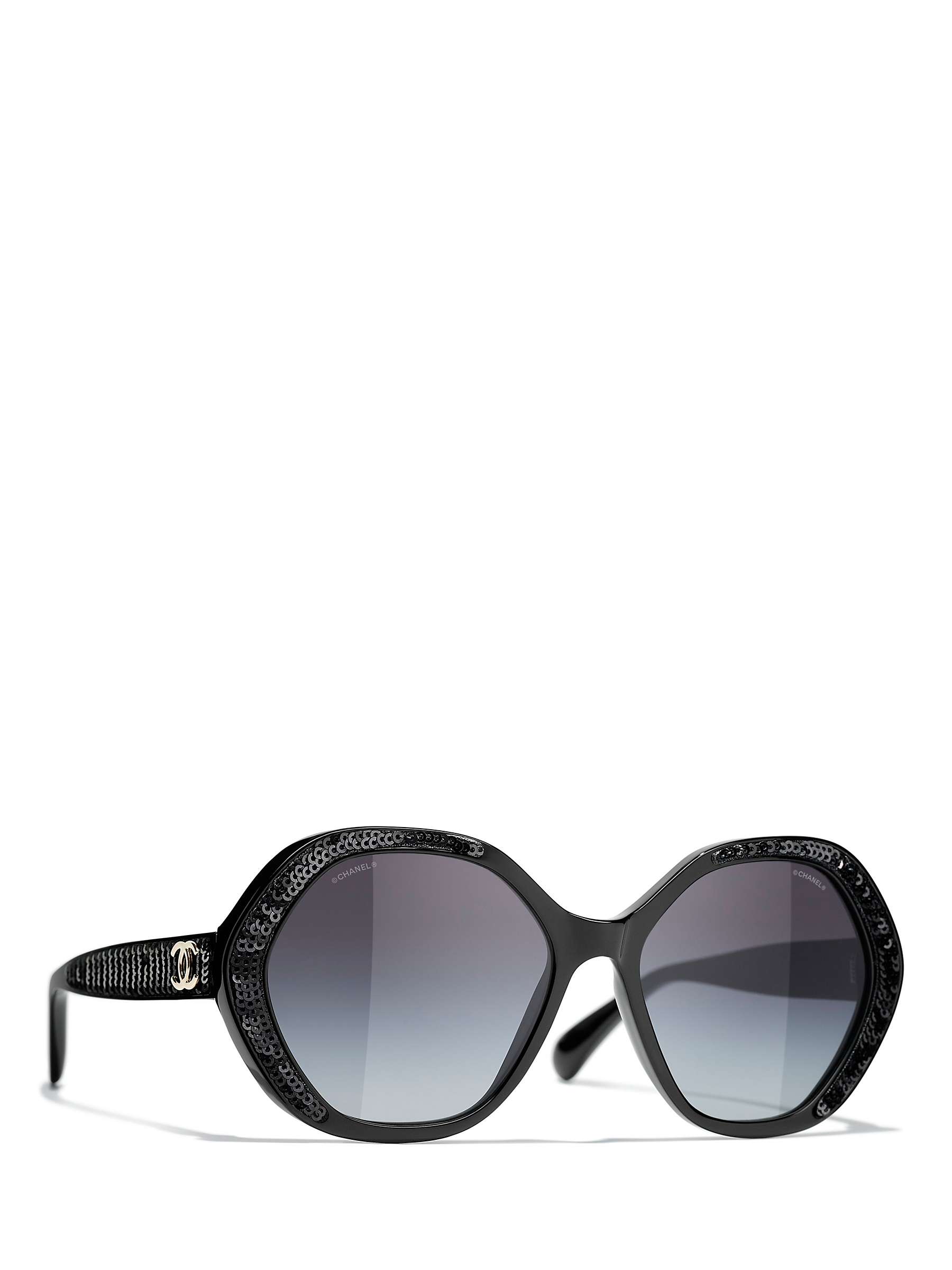 Buy CHANEL Irregular Sunglasses CH5451 Shiny Black/Grey Gradient Online at johnlewis.com