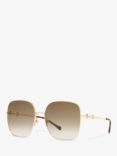 Gucci GG0879S Women's Square Sunglasses, Gold/Brown Gradient