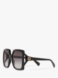 Gucci GG0876S Women's Chunky Square Sunglasses, Black/Grey Gradient