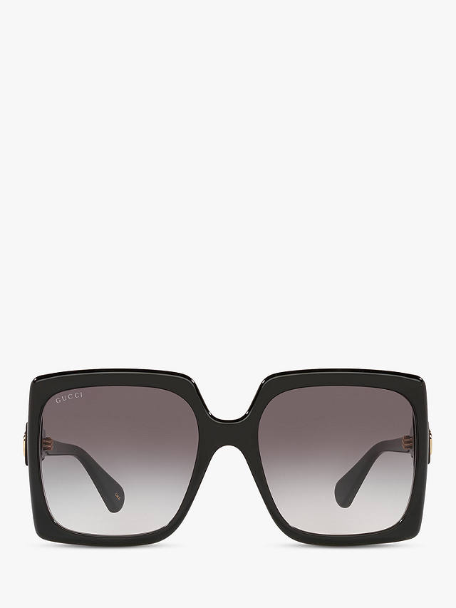 Gucci GG0876S Women's Chunky Square Sunglasses, Black/Grey Gradient at ...
