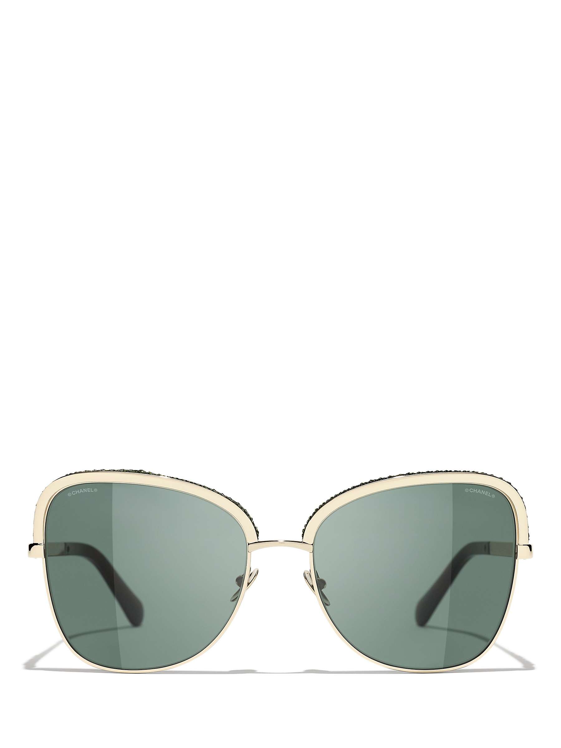 Buy CHANEL Irregular Sunglasses CH4270 Shiny Gold/Green Online at johnlewis.com