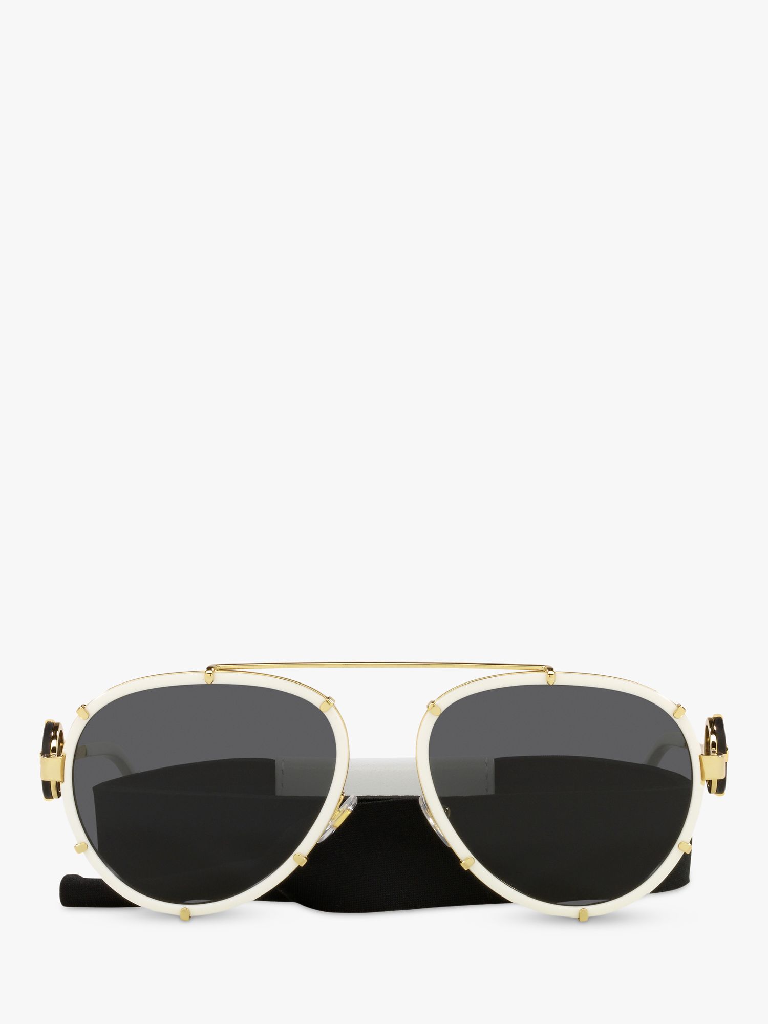 Versace VE2232 Women's Aviator Sunglasses, White on Gold/Black