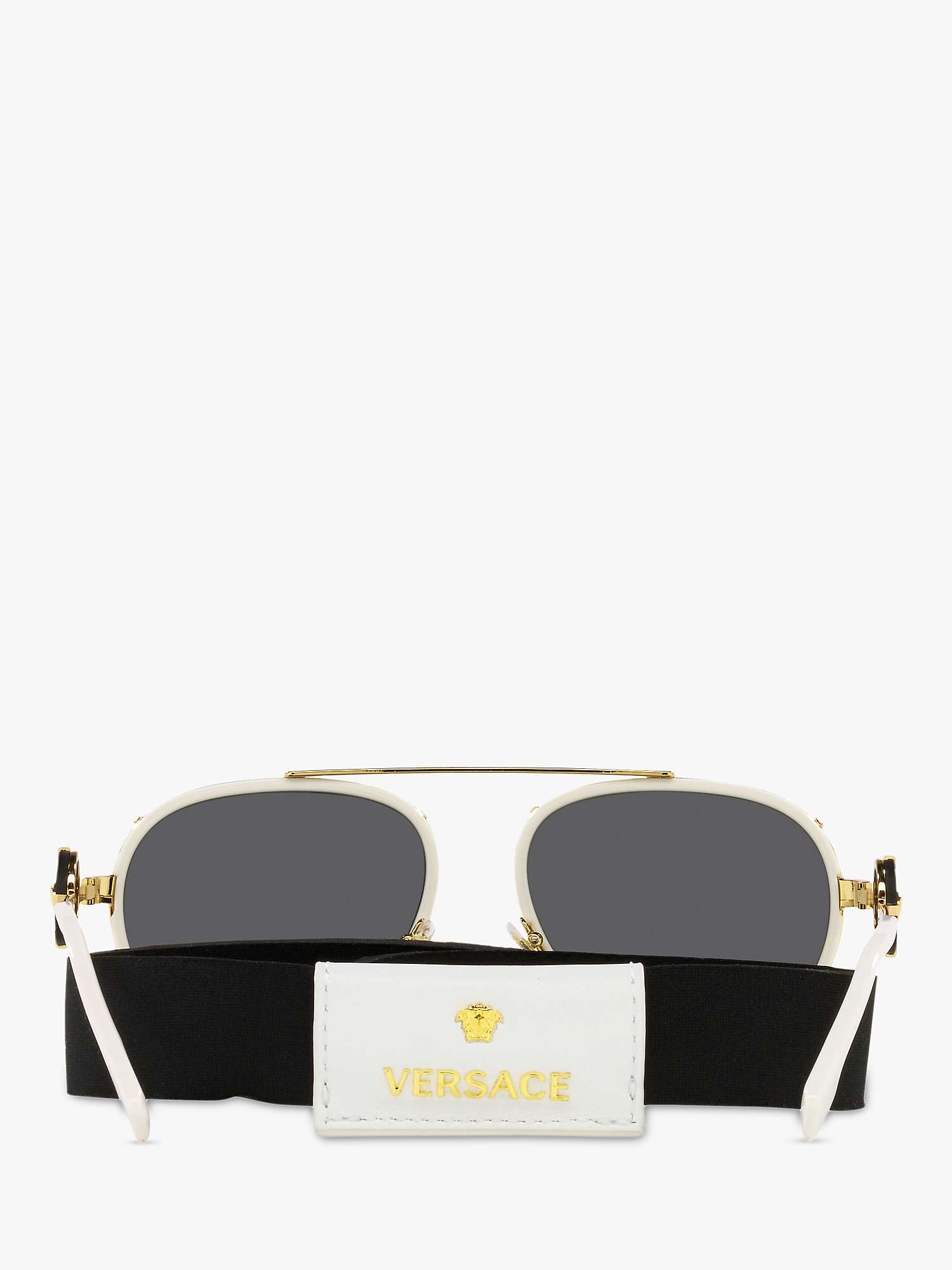 Buy Versace VE2232 Women's Aviator Sunglasses, White on Gold/Black Online at johnlewis.com
