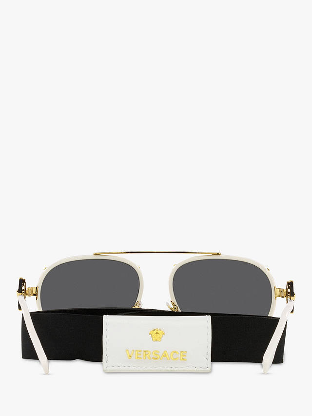 Versace VE2232 Women's Aviator Sunglasses, White on Gold/Black