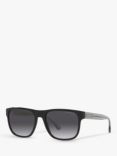 Emporio Armani EA4163 Men's Square Sunglasses, Black/Grey Gradient